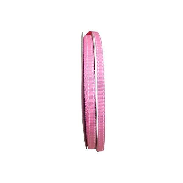 Reliant Ribbon 0.375 in. 50 Yards Grosgrain Saddle Stitch Ribbon, Pink 25133-061-15K